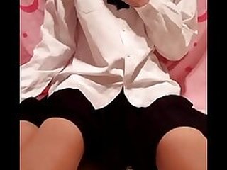 Dwarf Chinese masturbating with a dildo